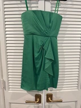BCBGMaxAzria Green Strapless Ruffle Cocktail Dress